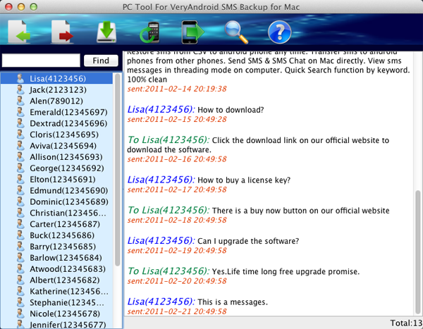 View Android SMS in threading mode on Mac