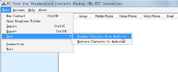 save contacts from Android 