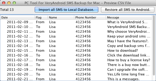 Import Android SMS to Mac