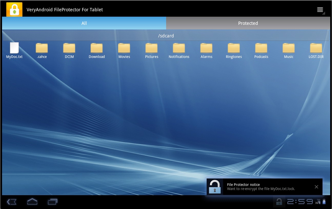 unlock Android Tablet protected files and folders