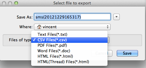 export Android SMS and MMS to file on Mac