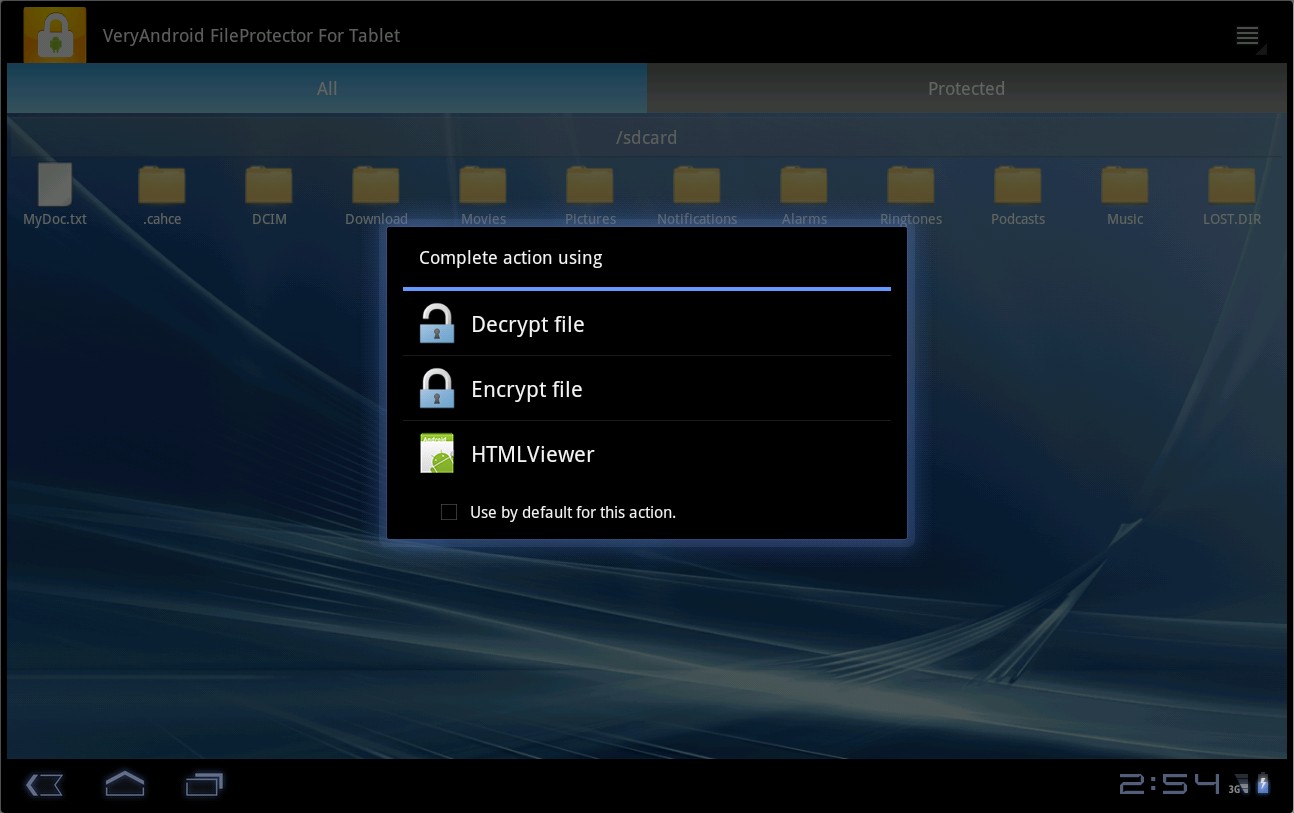 password protect Android Tablet files folders
