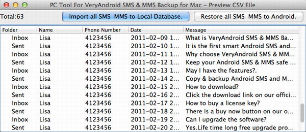 backup Android SMS and MMS to Mac