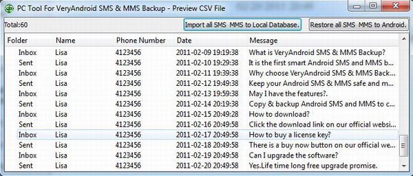 backup SMS and MMS from Android to computer