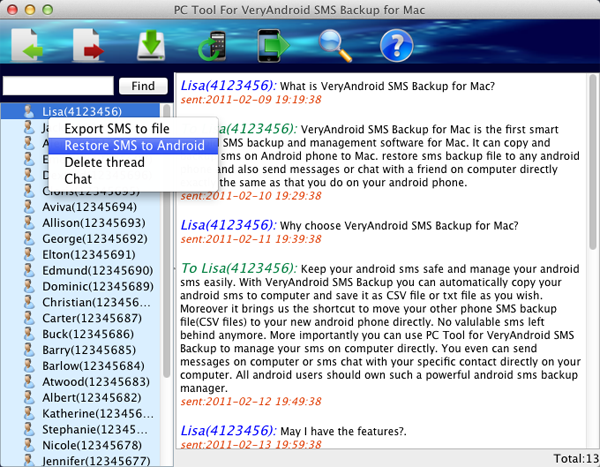 How to restore Android SMS from Mac