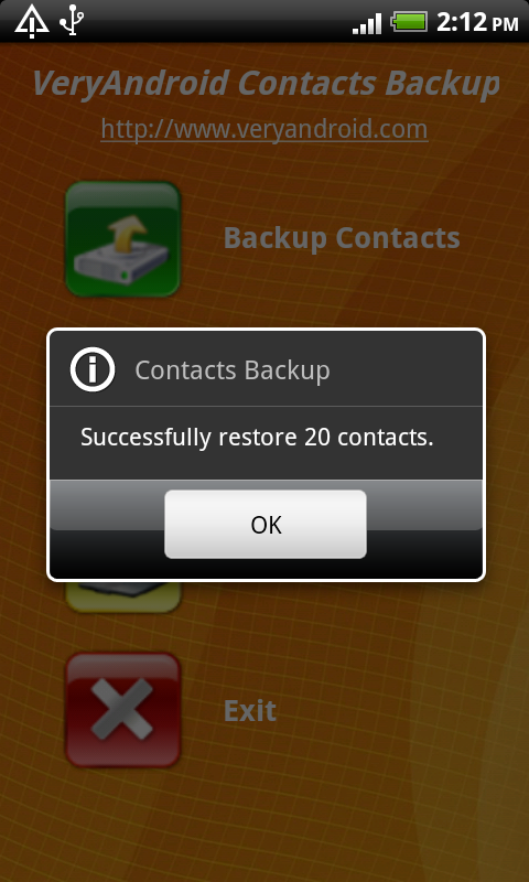 restore contacts to Android from SD card